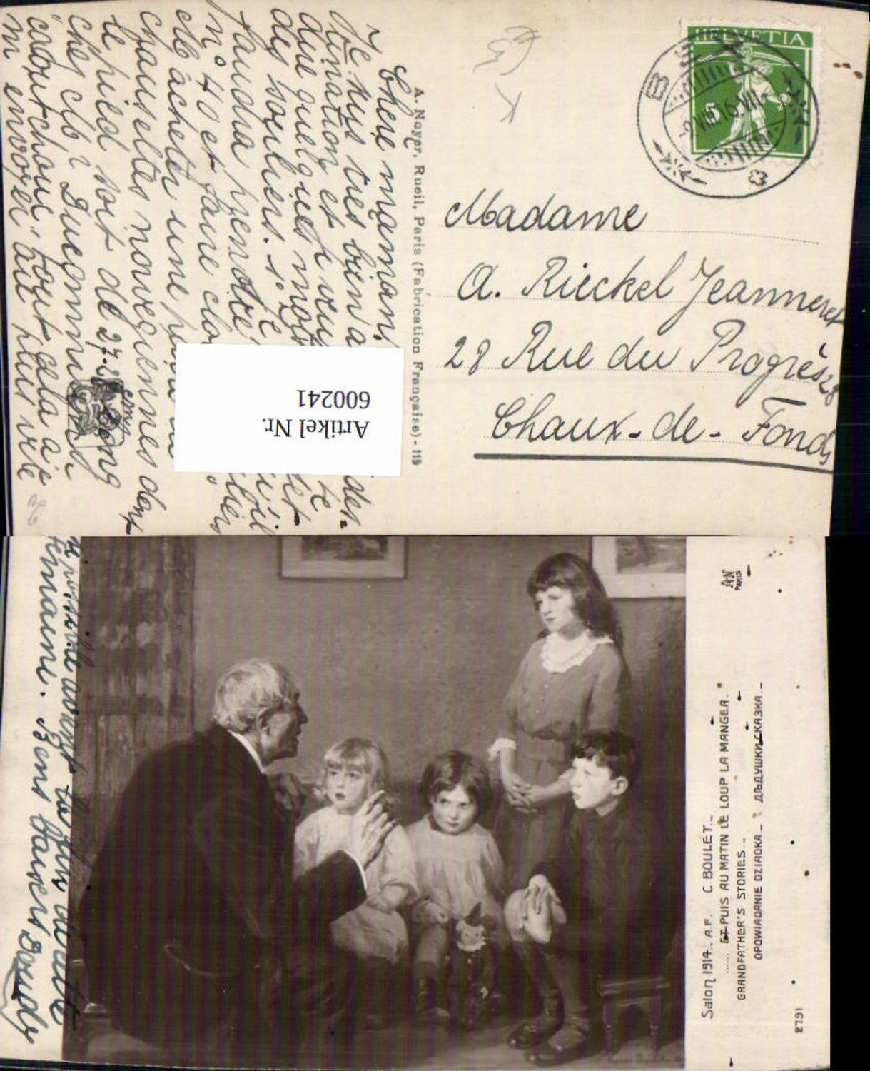 600241,Künstler Ak C. Boulet Grandfathers Stories Kinder m. Opa Kasperl Puppe