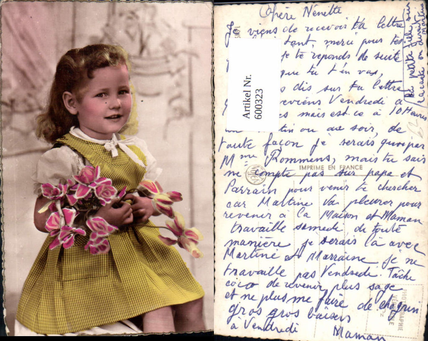 600323,Kind Mädchen Kleid Lockenkopf Rosen Blumen