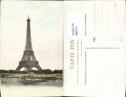 600373,Turm Paris Eiffelturm La Tour Eiffel Schiff i. Vordergrund