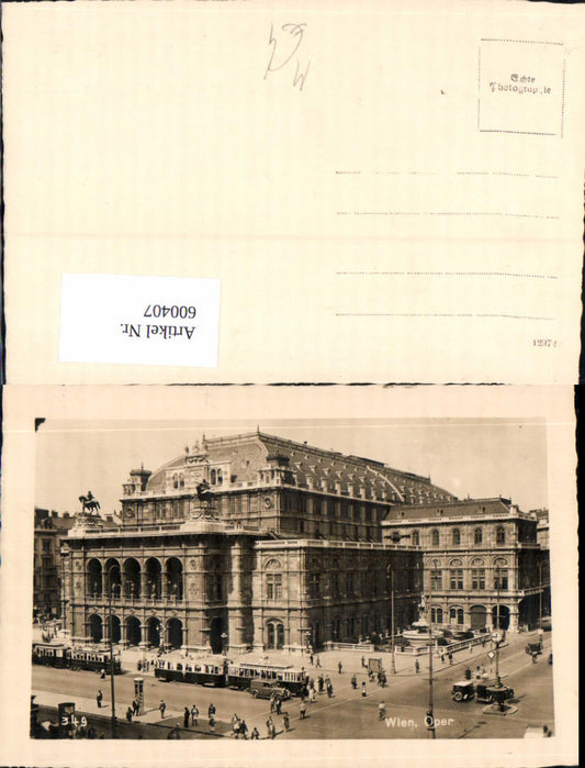 600407,Foto Ak Wien Vienna Oper Staatsoper Straßenbahn Auto