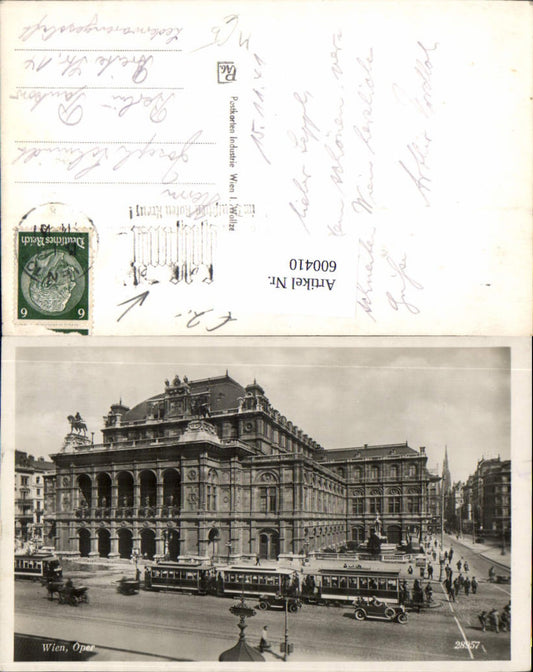 600410,Foto Ak Wien Vienna Staatsoper Oper Straßenbahn