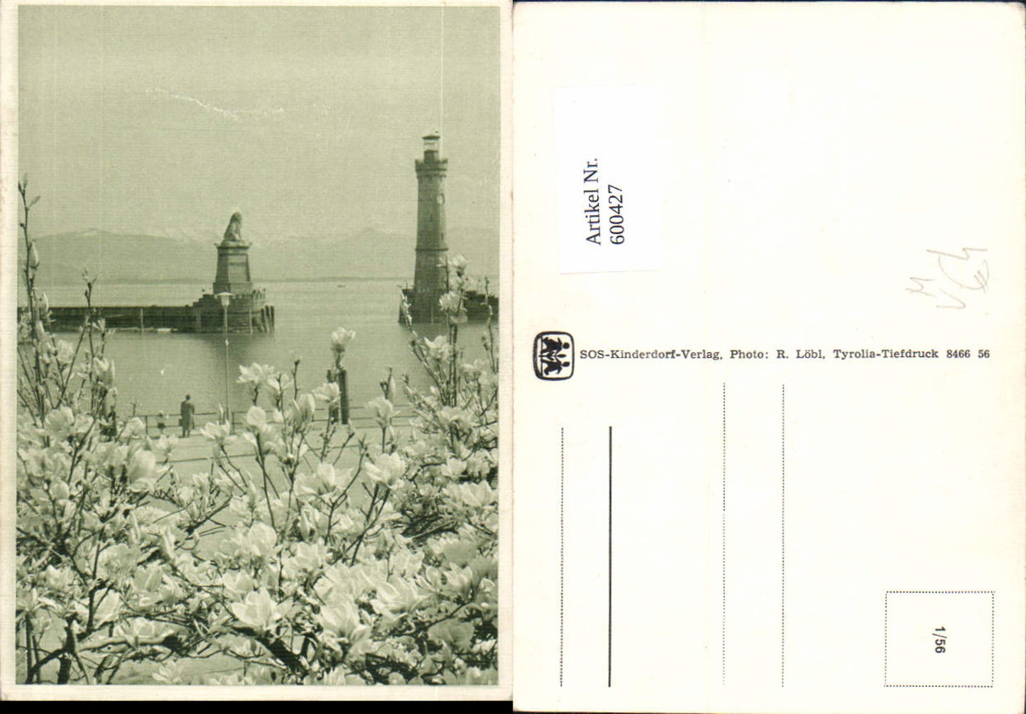 600427,Leuchtturm Lindau i. Bodensee Hafeneinfahrt Löwendenkmal pub SOS Kinderdorf 1/56