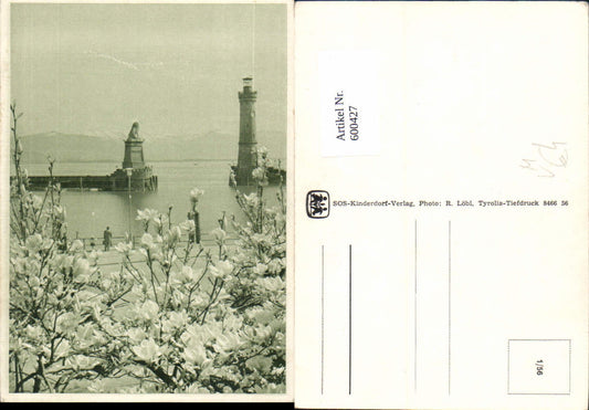 600427,Leuchtturm Lindau i. Bodensee Hafeneinfahrt Löwendenkmal pub SOS Kinderdorf 1/56