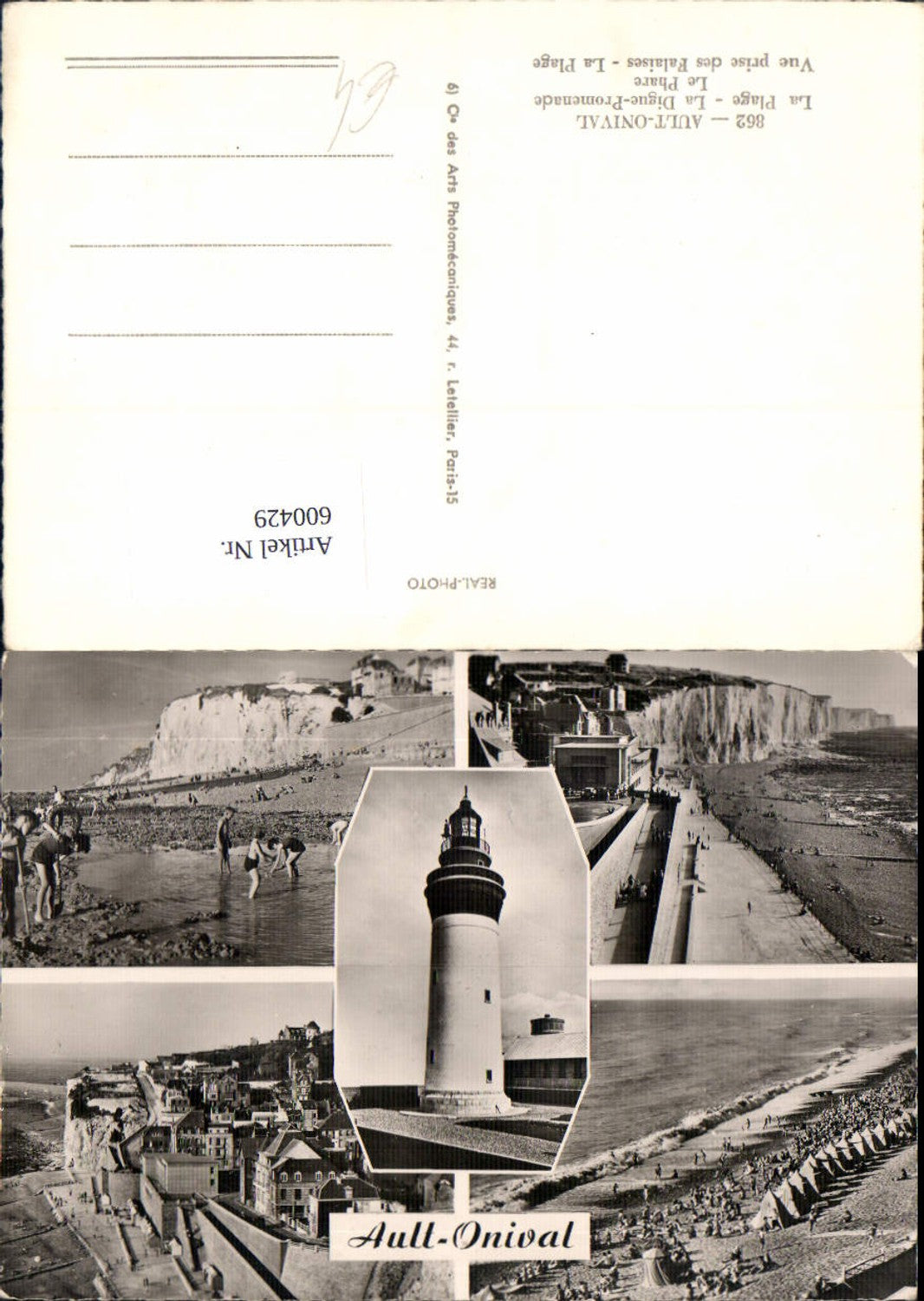 600429,Mehrbild Ak Leuchtturm Ault-Onival La Plage La Digue-Promenade Le Phare