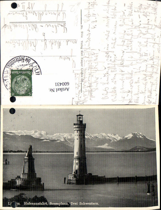 600431,Leuchtturm Lindau i. Bodensee Hafenausfahrt Scesaplana Drei Schwestern