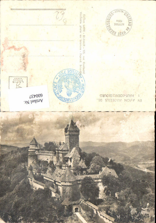 600437,En Avion Au-Dessus de Haut-Koenigsbourg Burg France