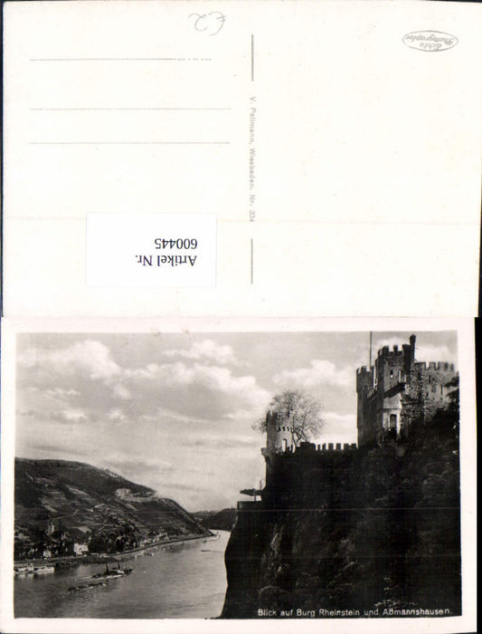 600445,Foto Ak Blick a. Burg Rheinstein u. Aßmannshausen Dampfer Schiffe