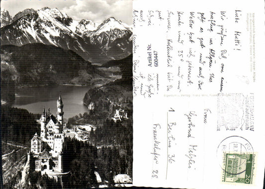 600447,Foto Ak Schloss Neuschwanstein Schwangau Allgäu m. Alpsee