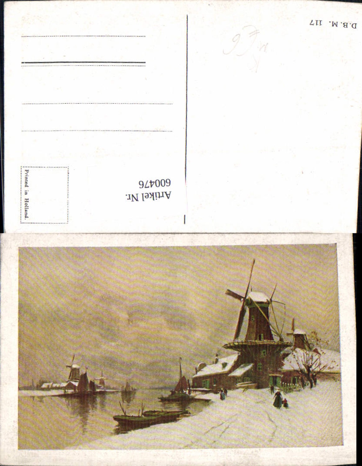 600476,Künstler Ak Windmühle Winterlandschaft