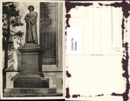 600484,Foto Ak Zürich Zwingli-Denkmal Statue