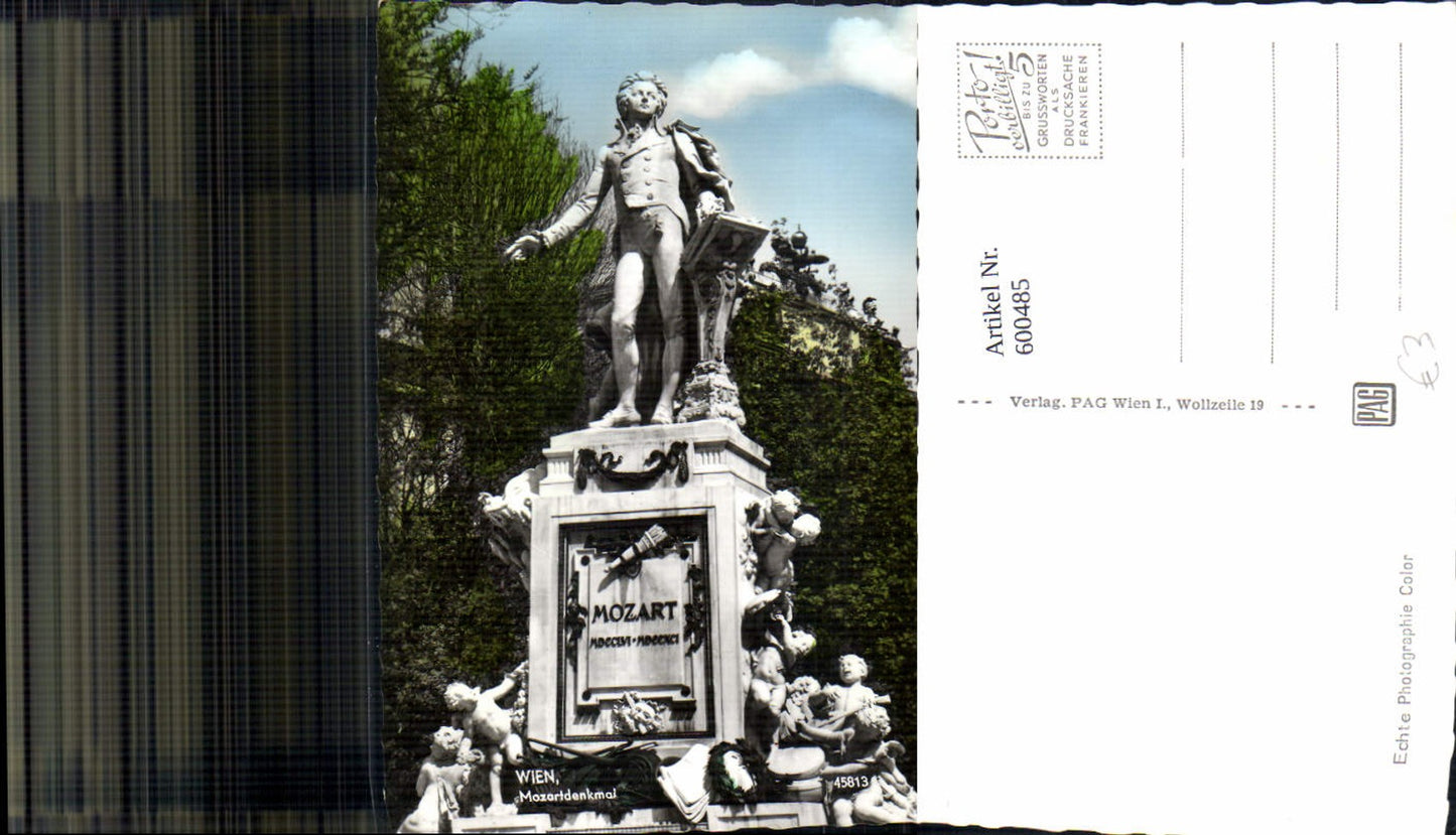 600485,Foto Ak Wien Vienna Mozartdenkmal Denkmal Statue
