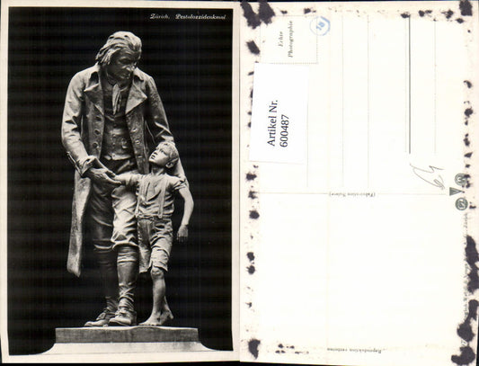 600487,Foto Ak Zürich Pestalozzidenkmal Statue