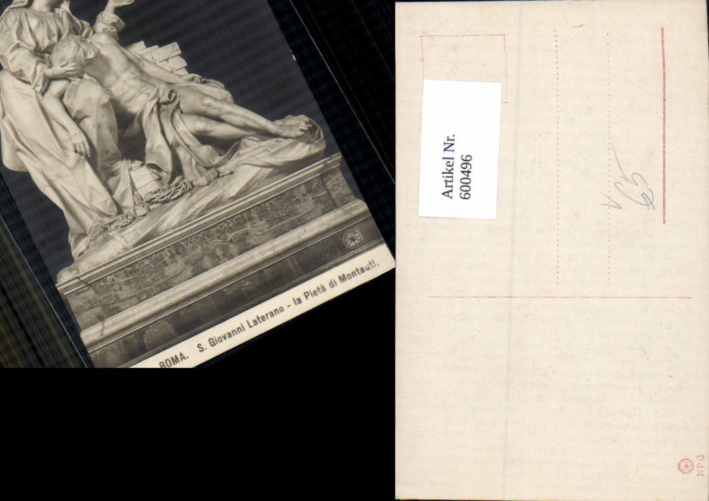 600496,Roma Rom S. Giovanni Laterno La Pieta di Montauti Statue pub NPG 693