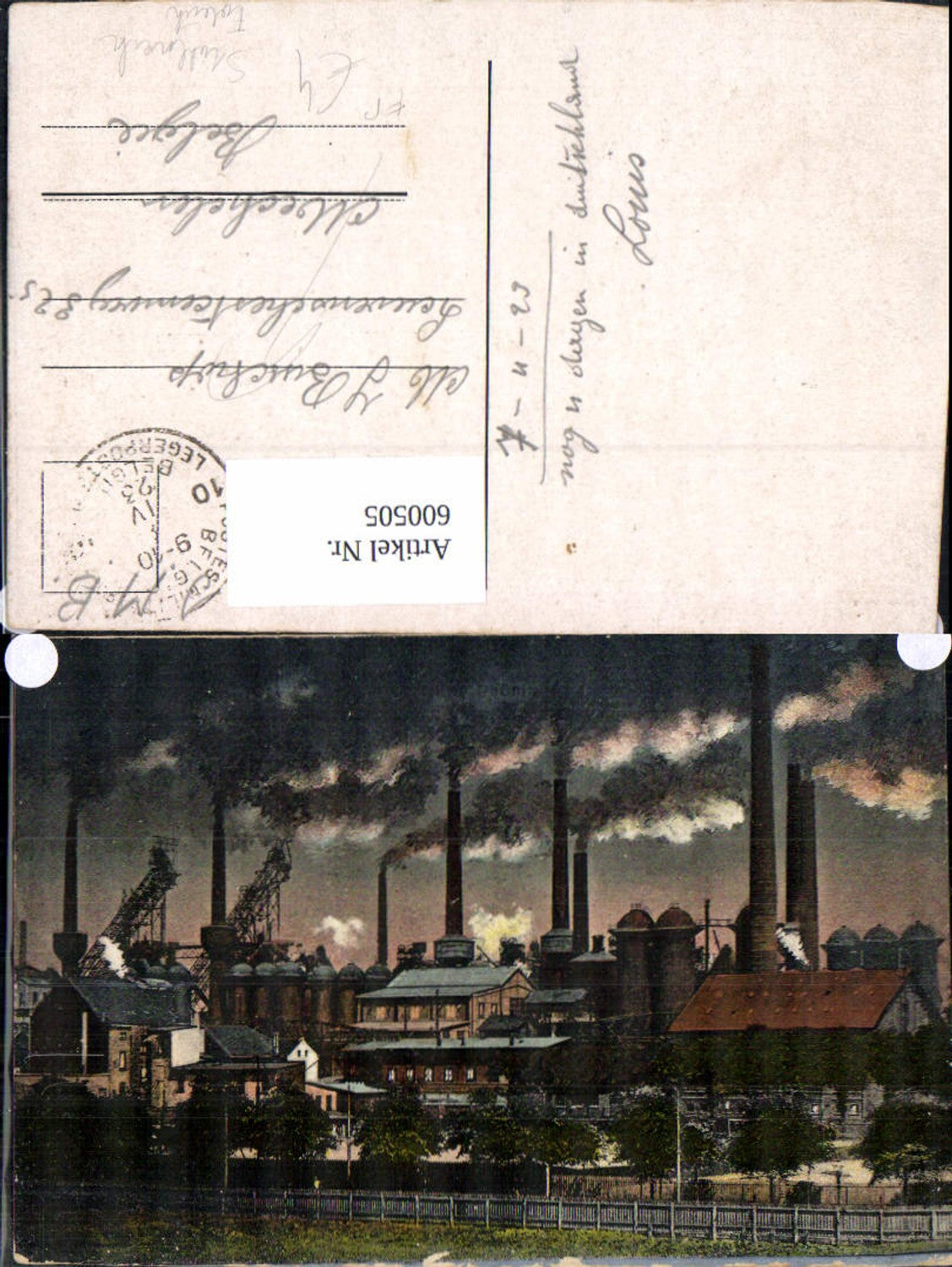 600505,Stahlwerk Fabrik Industrie Feldpost Postes Militaire Belgien