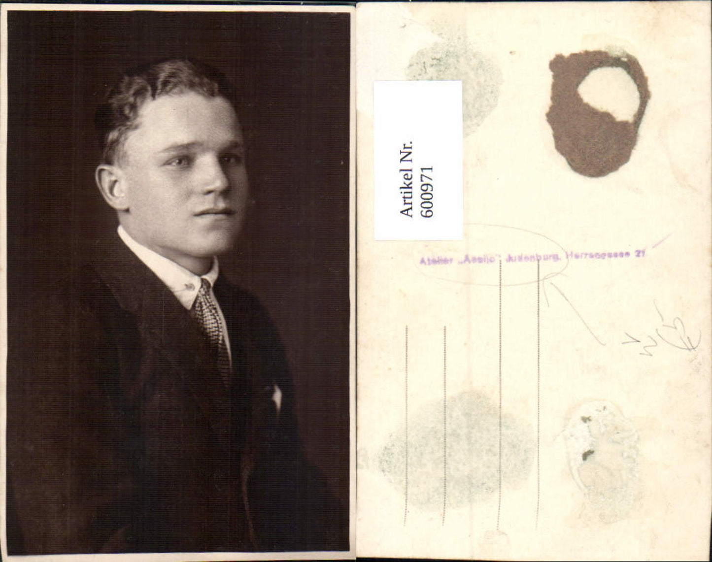 600971,Foto Ak Mann Portrait pub Atelier Apollo Judenburg