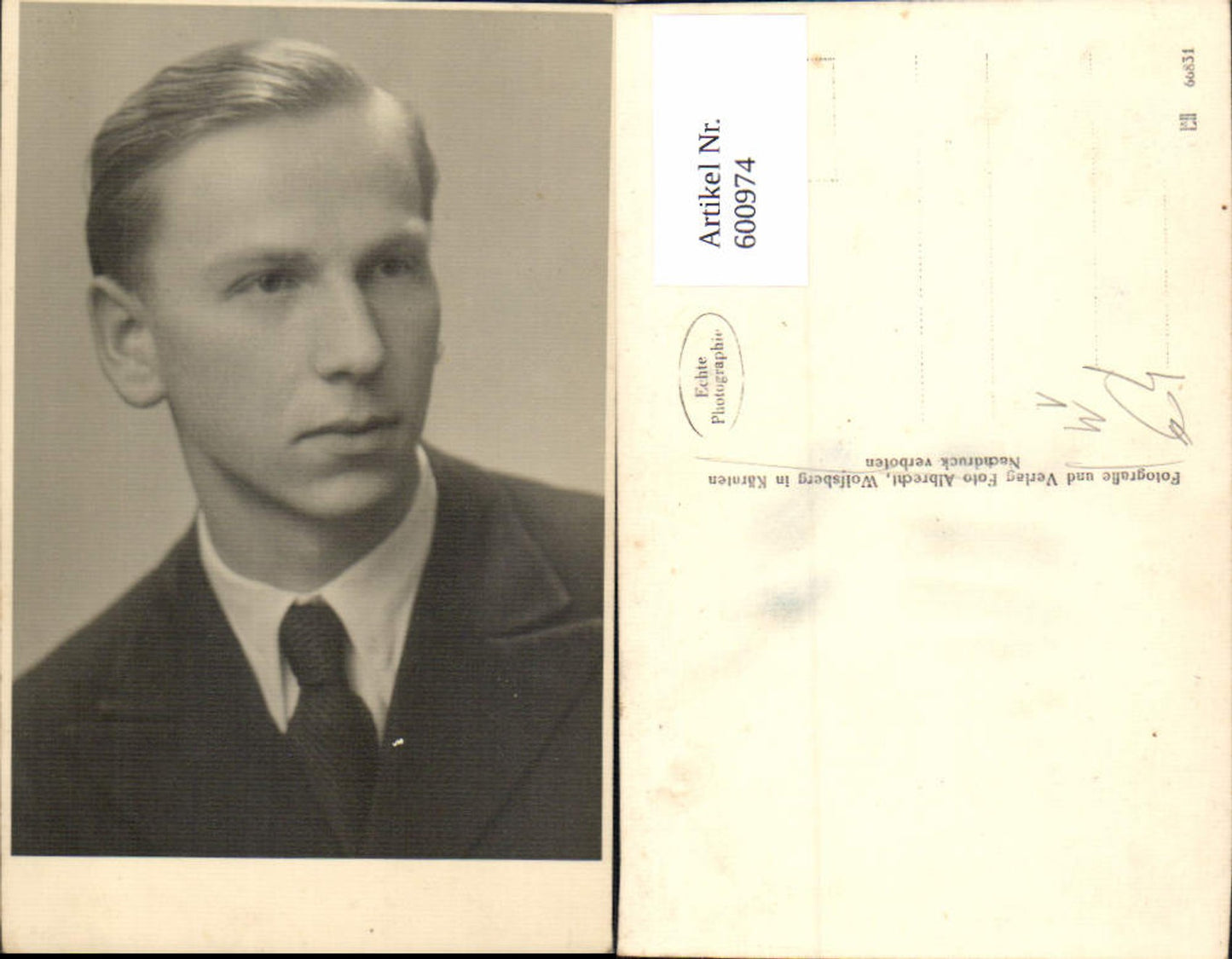 600974,Foto Ak Mann Portrait Krawatte pub Foto Albrecht Wolfsberg i. Kärnten