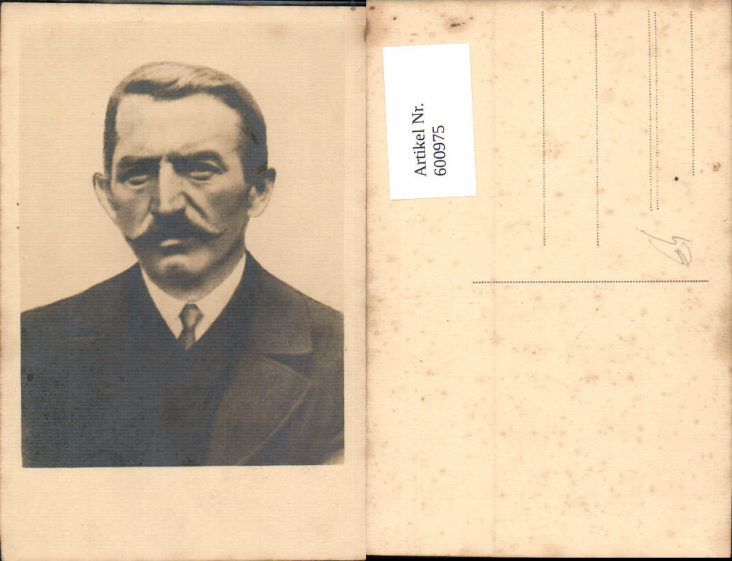 600975,Foto Ak Mann Portrait Schnurbart
