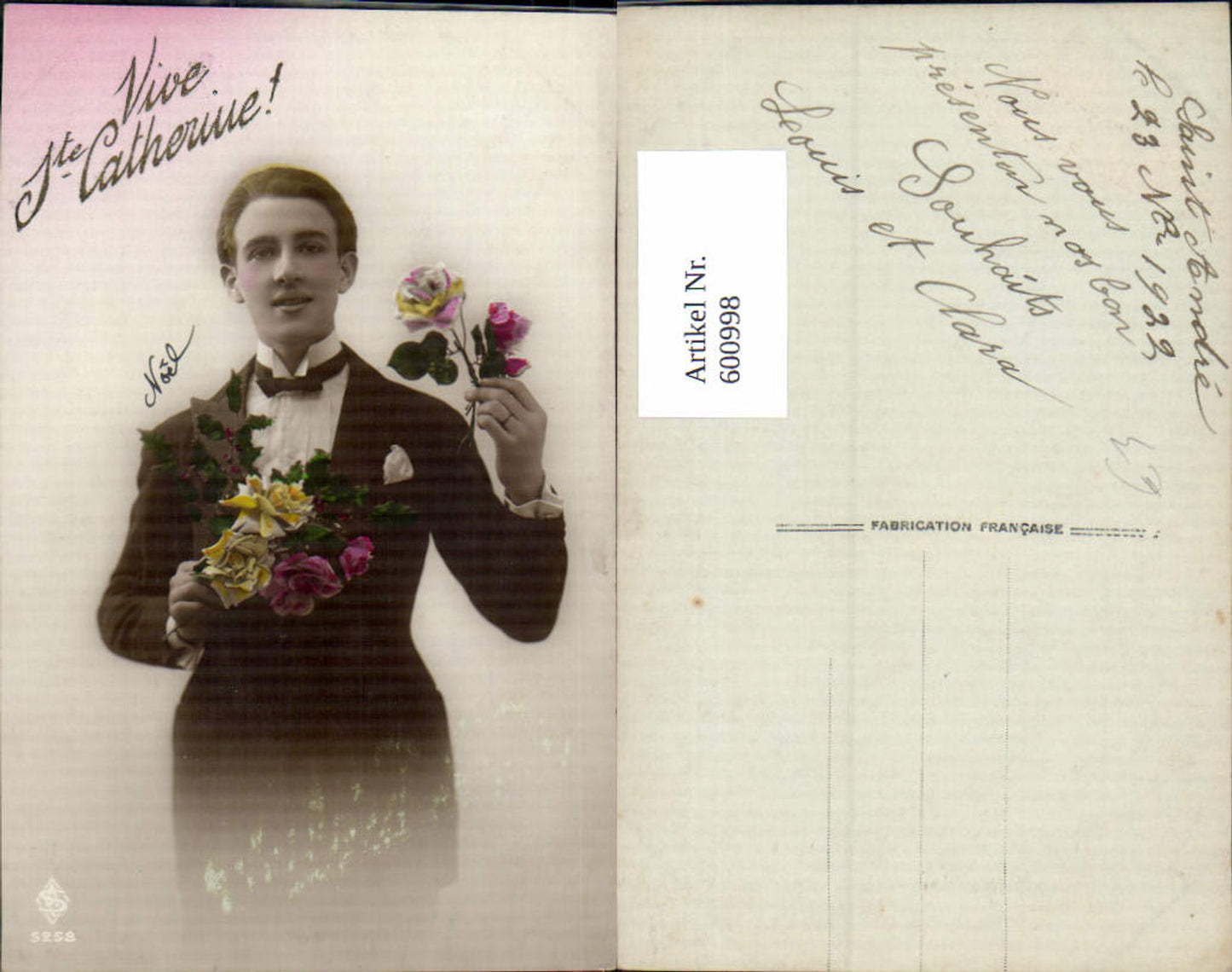 600998,Mann Anzug m. Blumen Vive St Catherine Namenstag