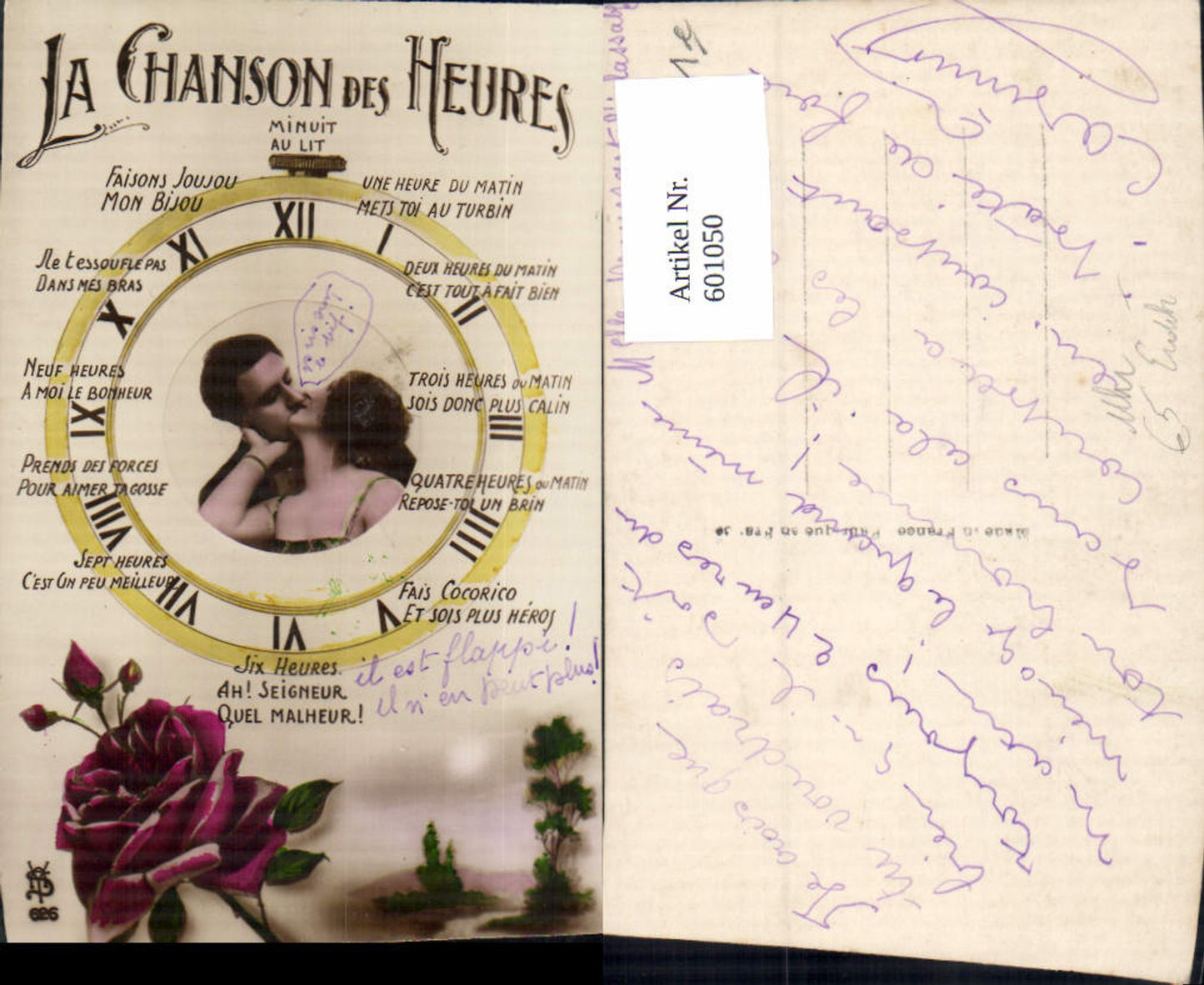 601050,Paar Liebe La Chanson des Heures Uhr Kuss Erotik