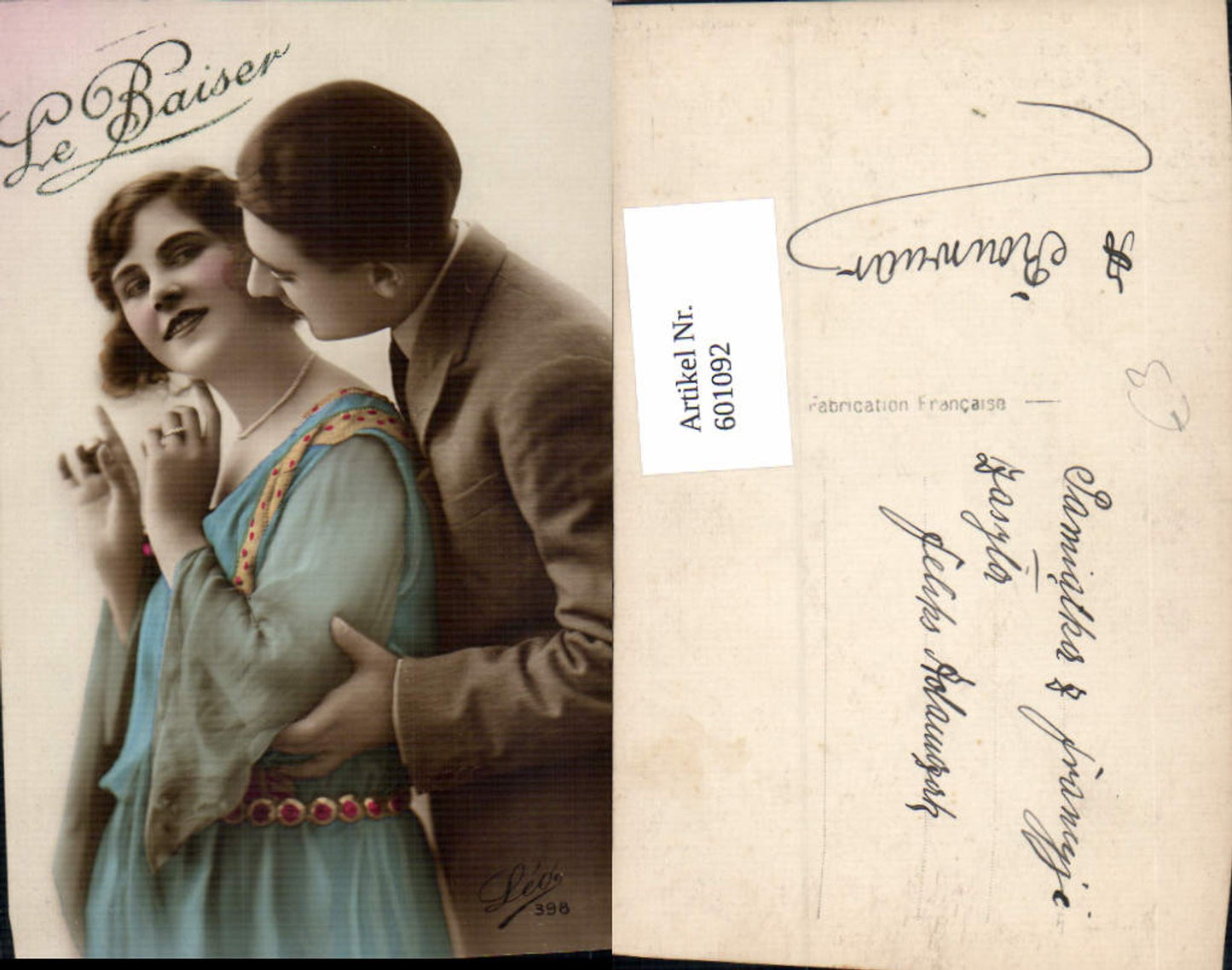 601092,Paar Liebe Kuss a. Wange Le Baiser