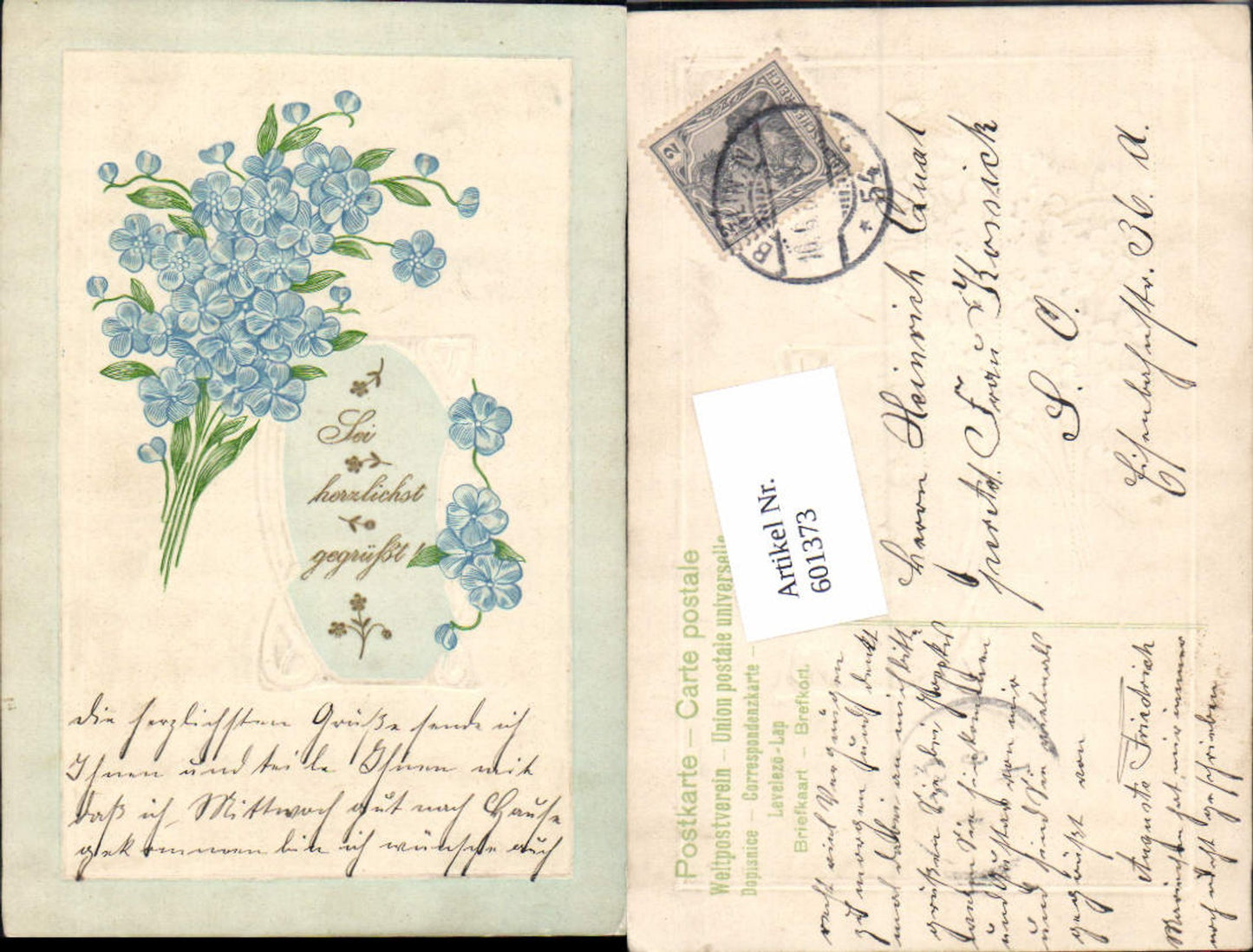 601373,tolle Präge Lithographie Blumen