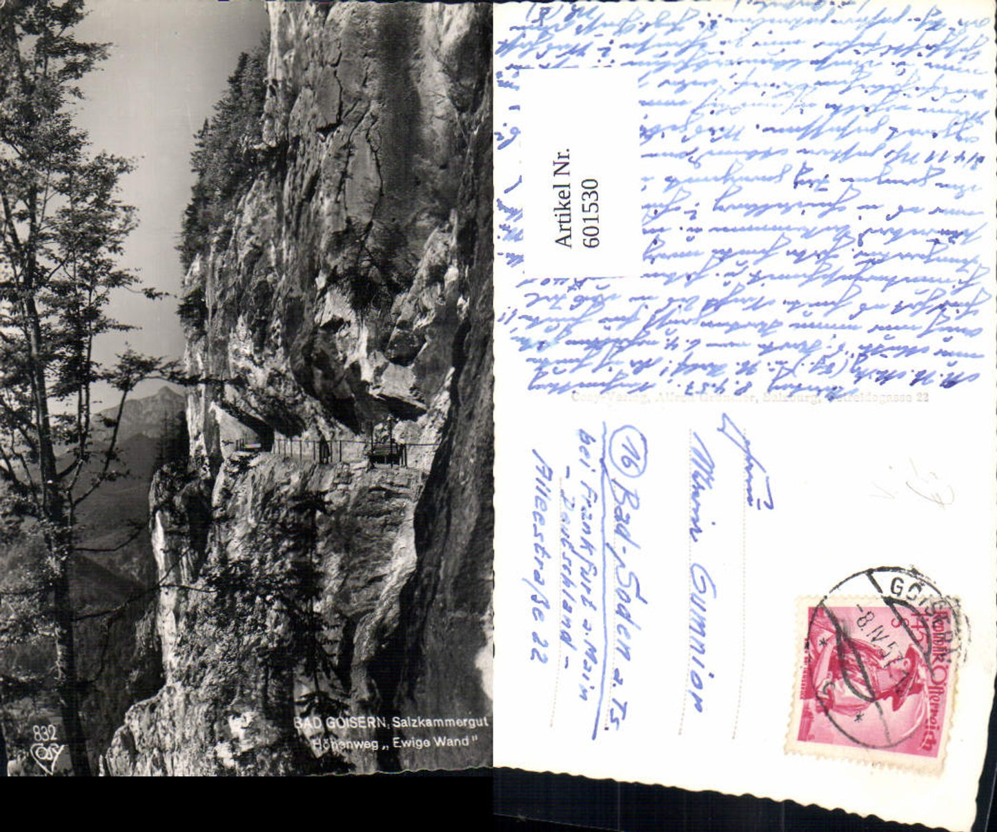 601530,Foto Ak Bad Goisern Salzkammergut Höhenweg Ewige Wand pub Cosy 832