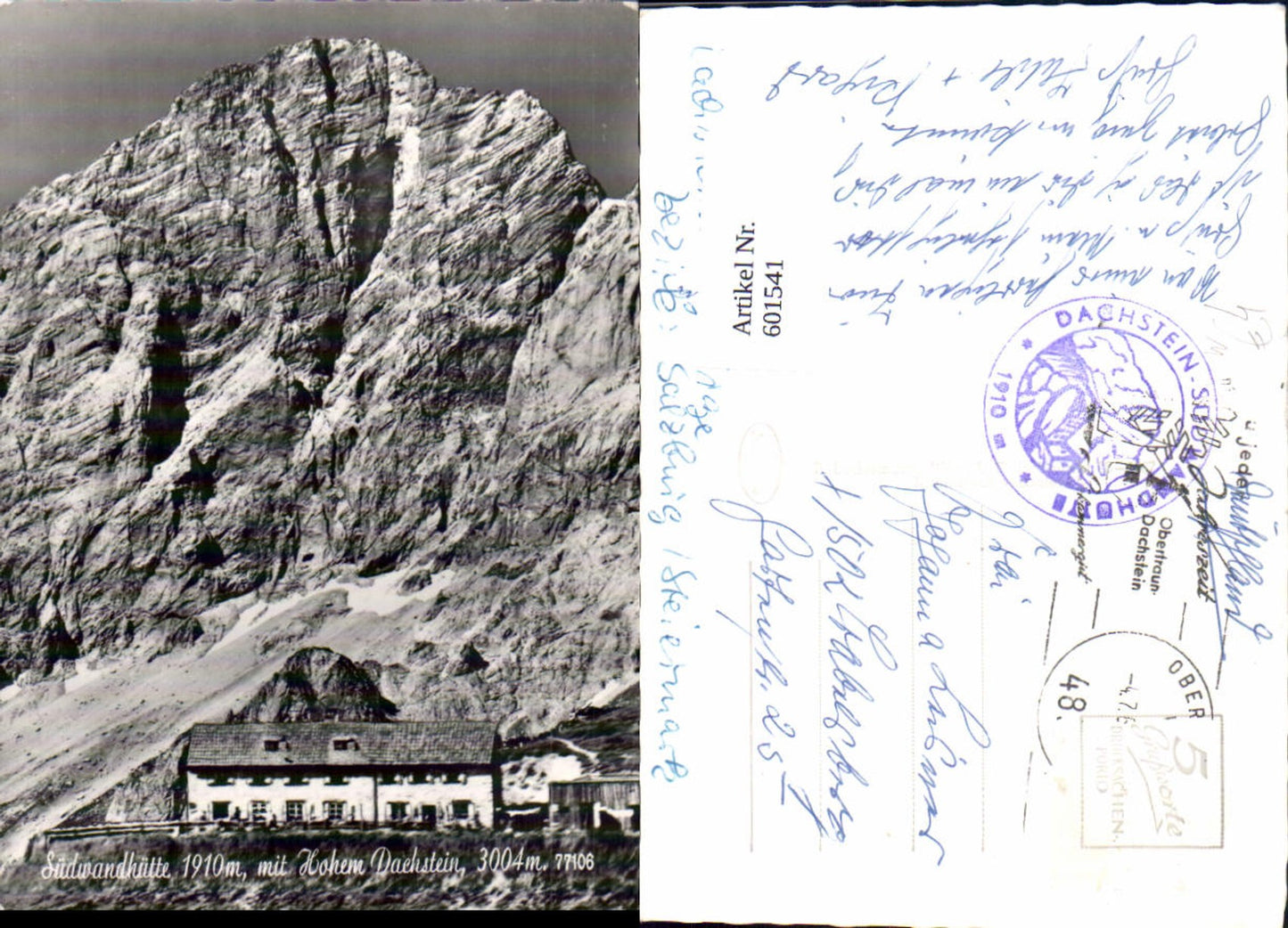 601541,Foto Ak Südwandhütte m. Hohem Dachstein Obertraun