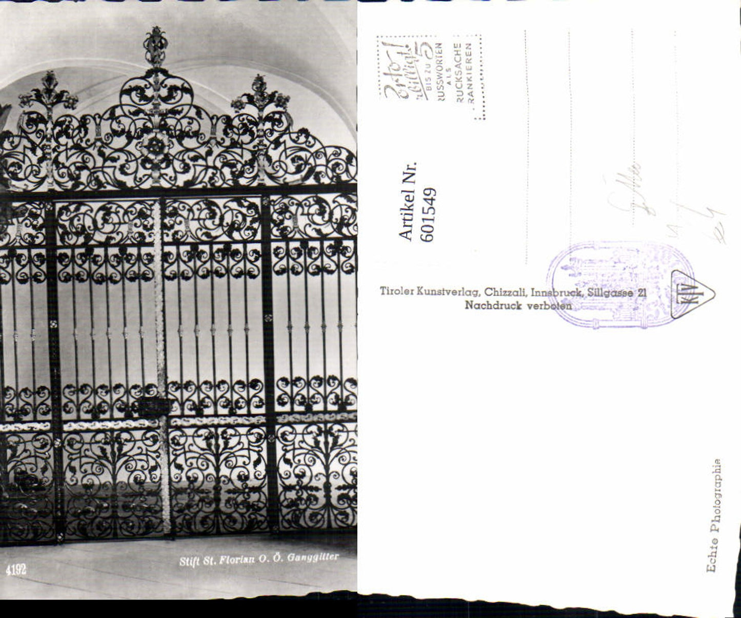 601549,Foto Ak Stift St Florian Ganggitter Gitter