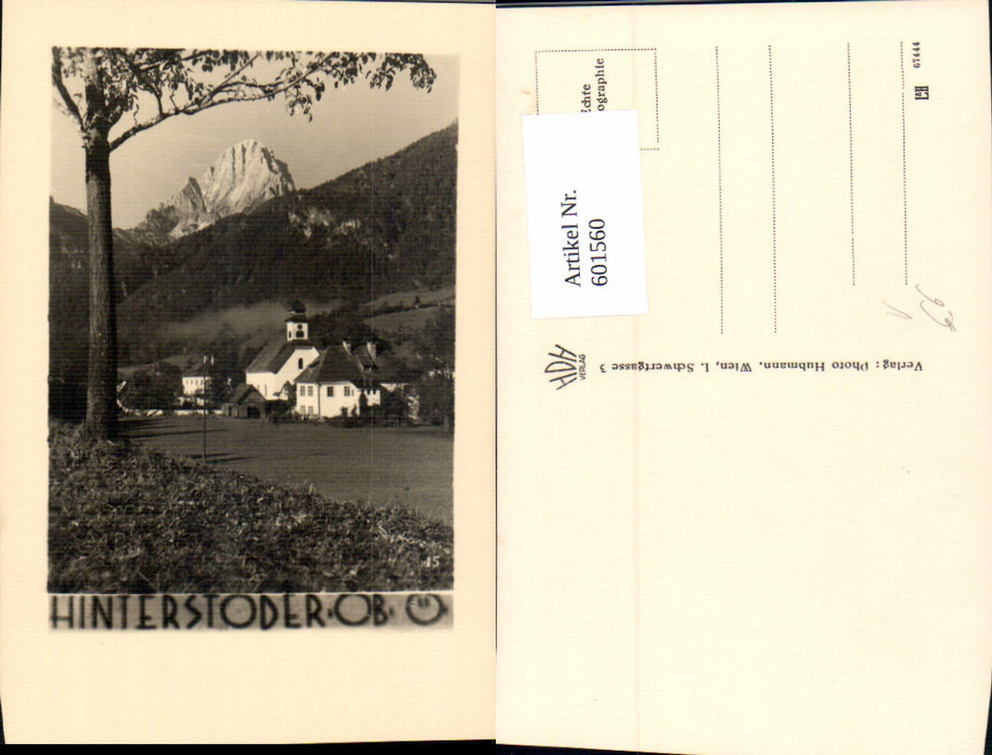 601560,Foto Ak Hinterstoder Ansicht m. Kirche pub Hubmann 45