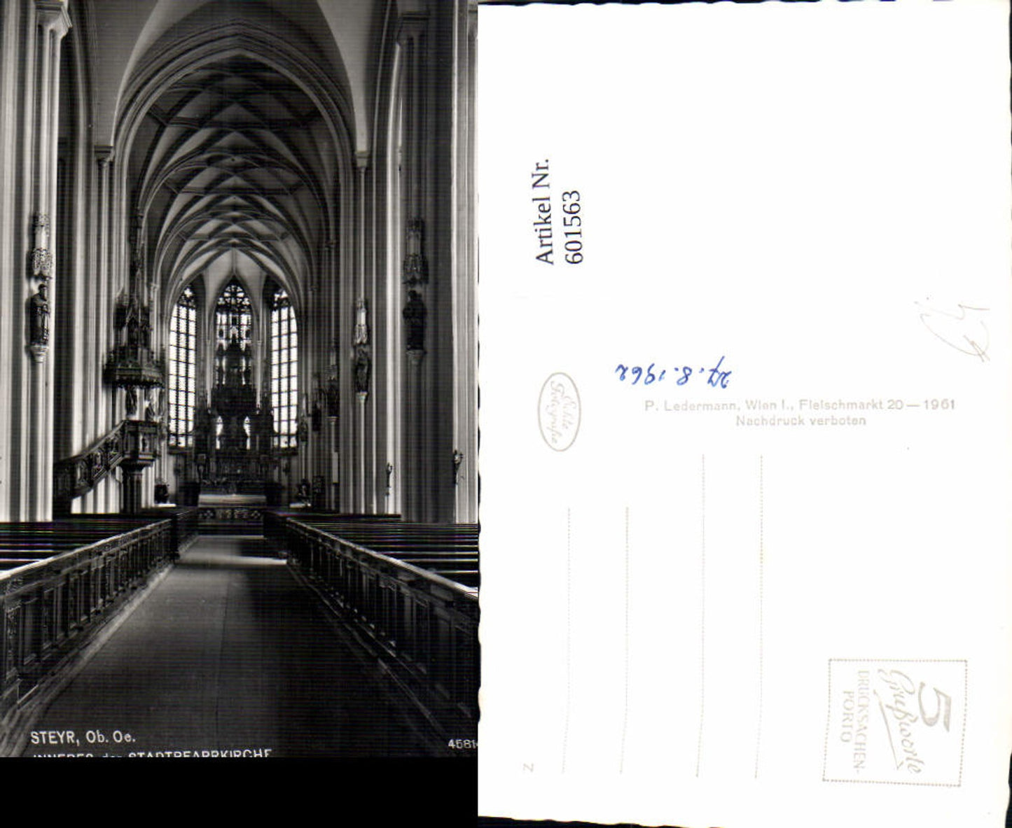 601563,Foto Ak Steyr Inneres d. Stadtpfarrkirche Kirche