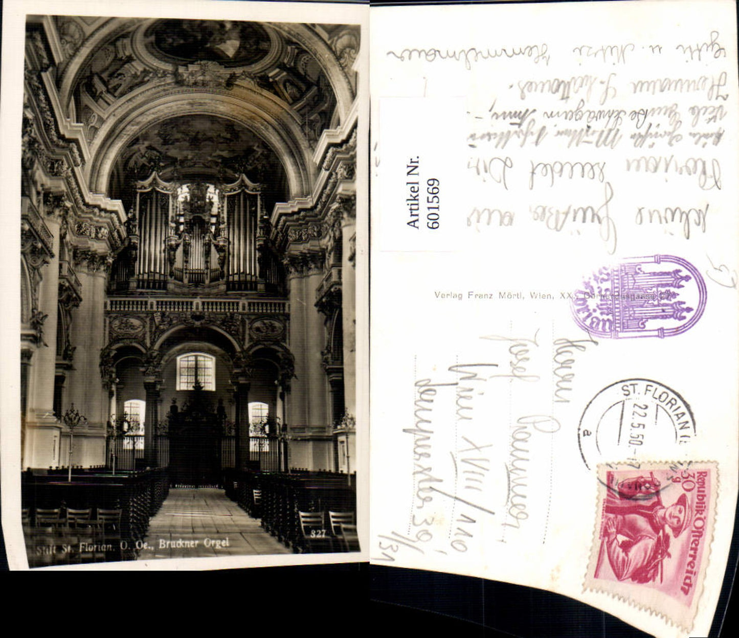 601569,Foto Ak Stift St Florian Bruckner Orgel
