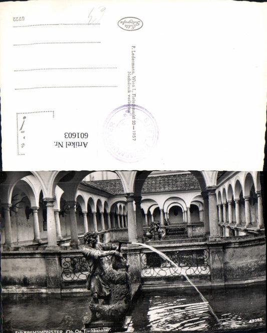 601603,Foto Ak Stift Kremsmünster Fischbehälter Brunnen