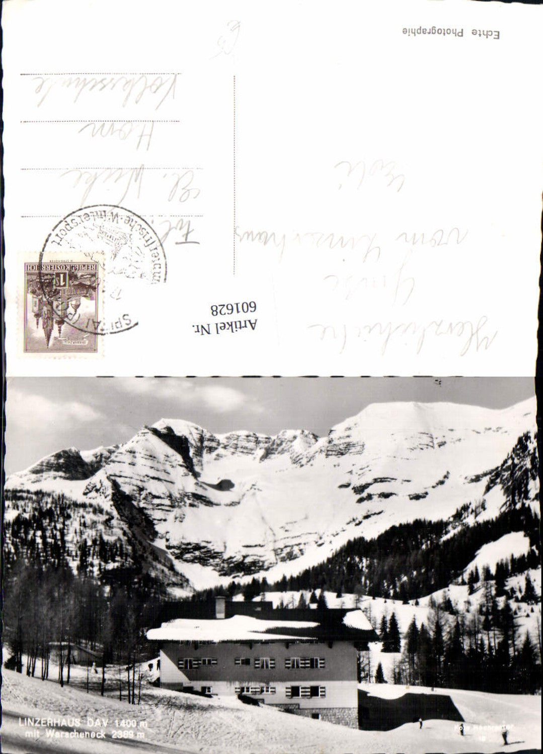 601628,Foto Ak Spital am Pyhrn Linzerhaus m. Warscheneck Winteransicht