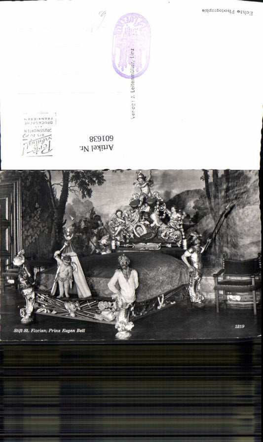601638,Foto Ak Stift St Florian Prinz-Eugen-Bett Interieur