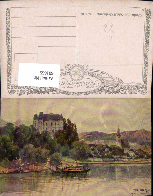 601655,Künstler Ak Fritz Lach Grein a. d. Donau Schiff Schloss Greinburg pub Kilophot O. K. 12
