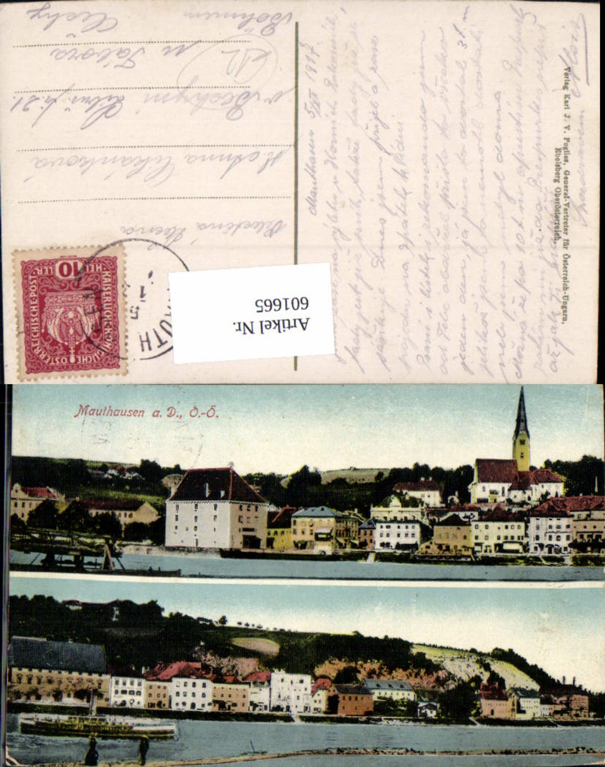 601665,Mehrbild Ak Mauthausen Ufer Schiff