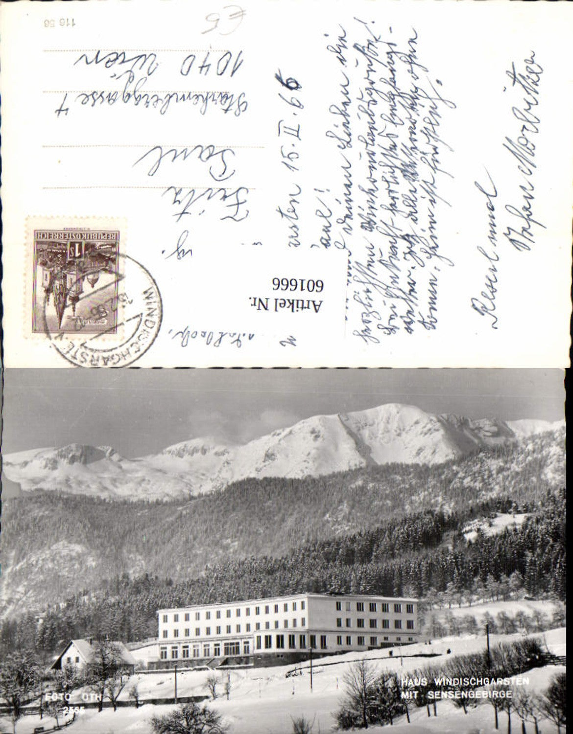 601666,Foto Ak Haus Windischgarsten m. Sensengebirge Winteransicht pub Foto Oth 2565