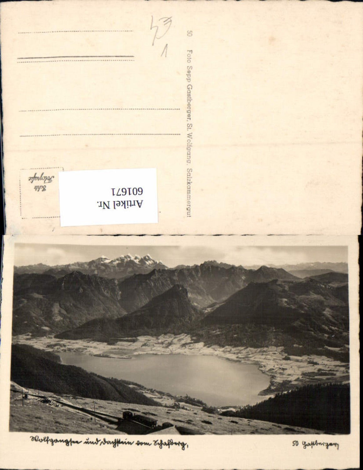 601671,Foto Ak Wolfgangsee u. Dachstein v. Schafberg pub Sepp Gastberger 50