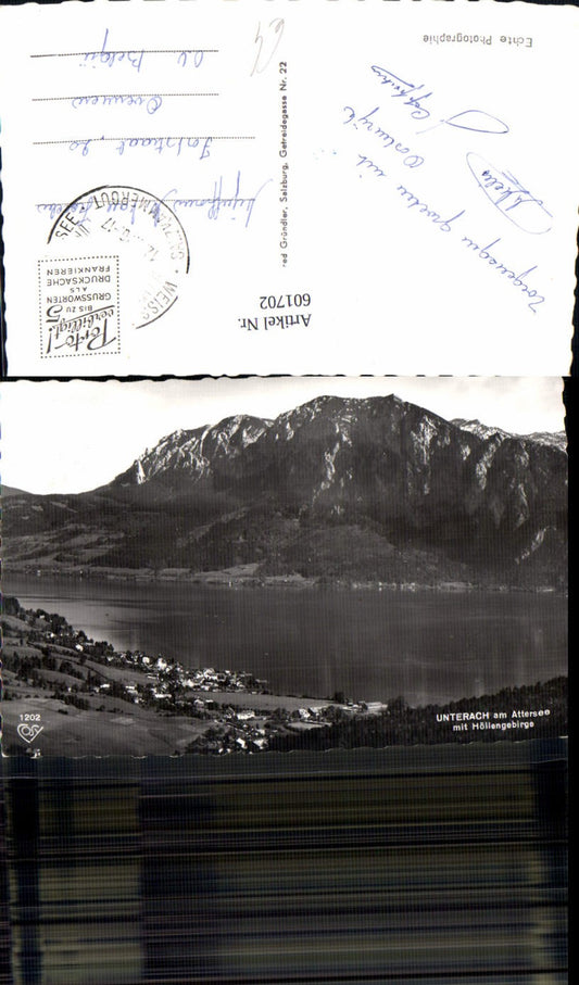 601702,Foto Ak Unterach a. Attersee m. Höllengebirge