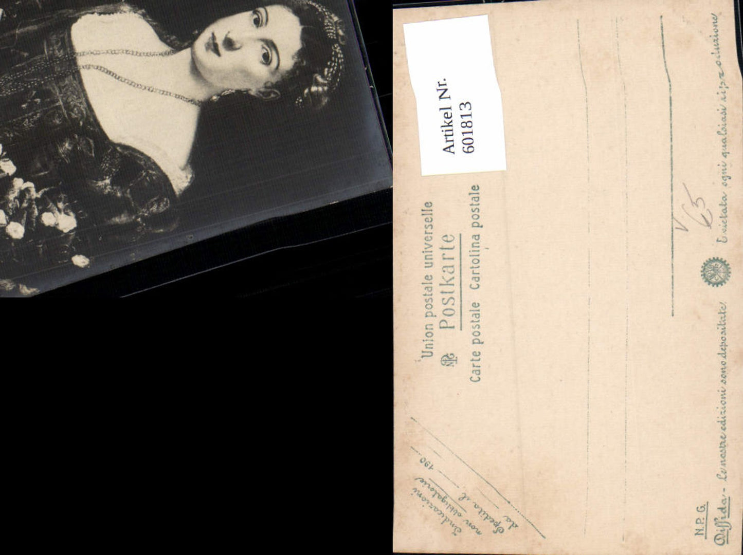 601813,Künstler Ak Frau La Bella del Tiziano Halskette pub NPG