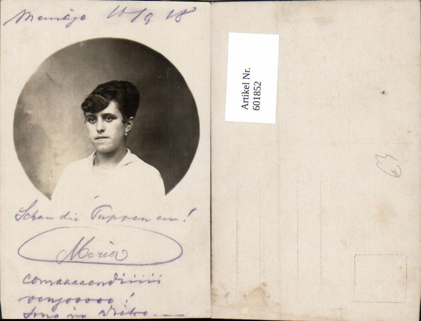 601852,Foto Ak Frau Ohrringe Portrait Passepartout