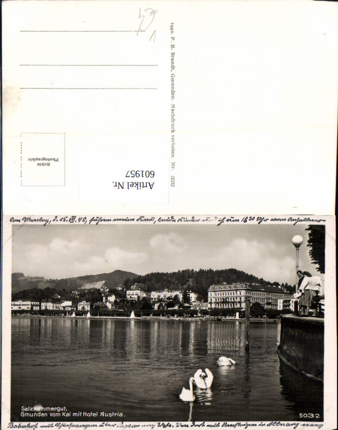 601957,Gmunden am Traunsee Hotel Austria Schwäne pub Brandt 5032