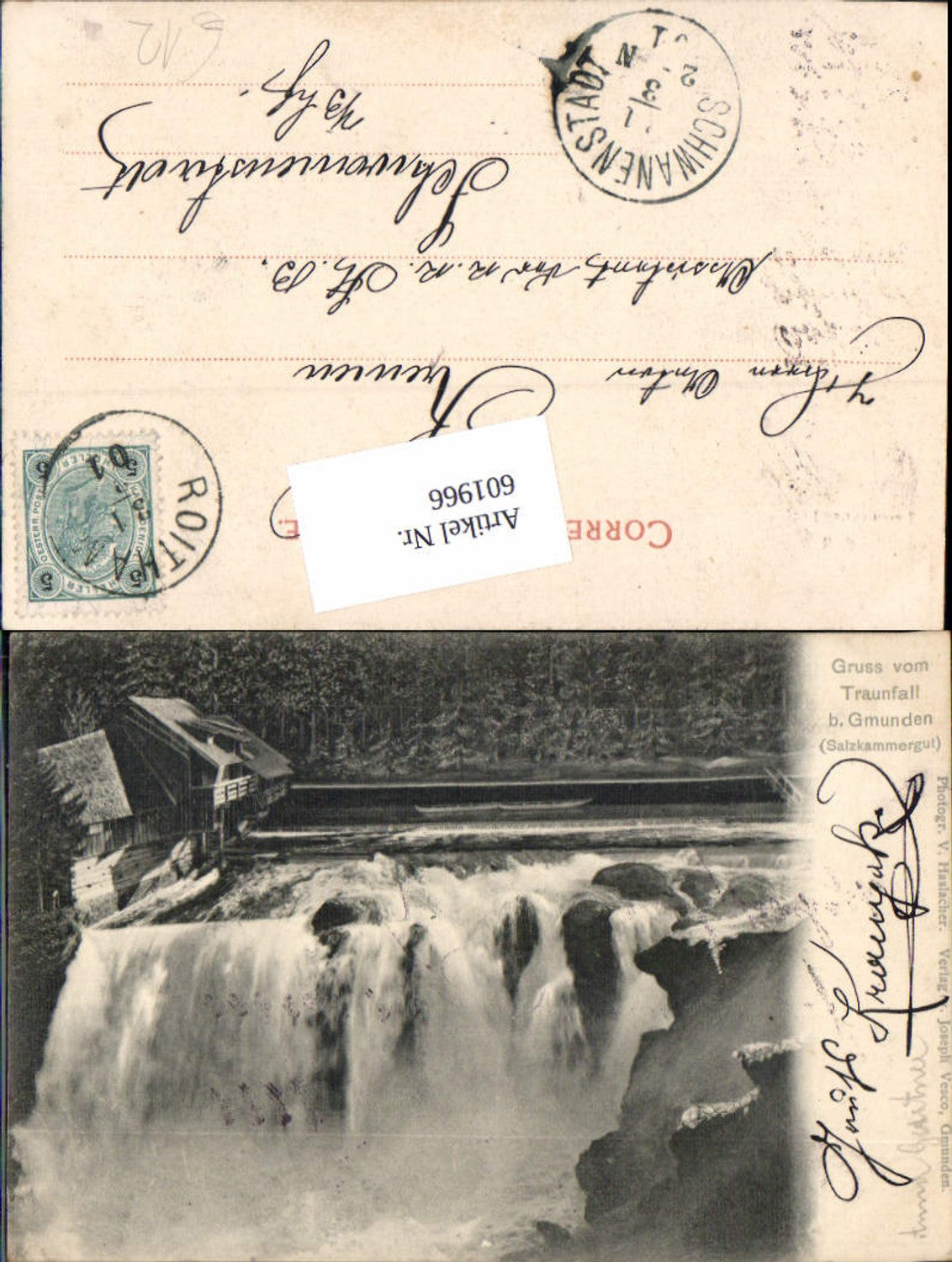 601966,Gmunden am Traunsee Gruß vom Traunfall Roitham