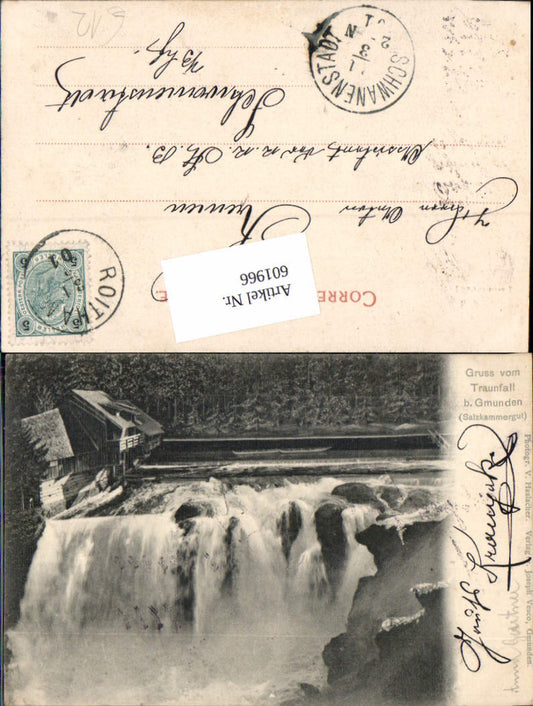 601966,Gmunden am Traunsee Gruß vom Traunfall Roitham