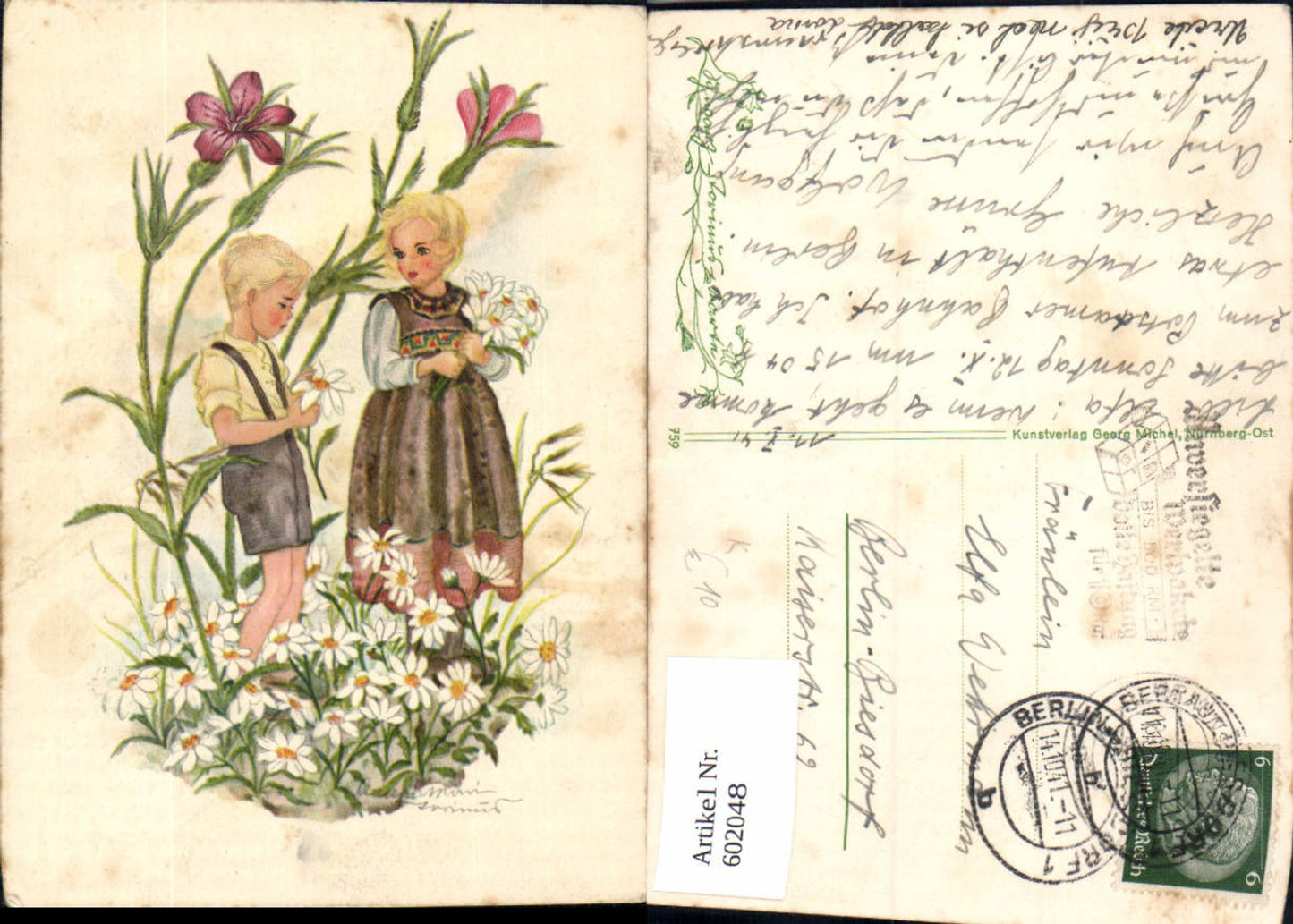602048,Künstler AK Anne-Marie SCHWARZ-TORINUS Karte 759 Kinder Blumen