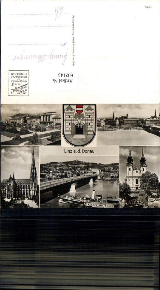 602143,Linz an der Donau Dampfer Schönbrunn Wappen AK