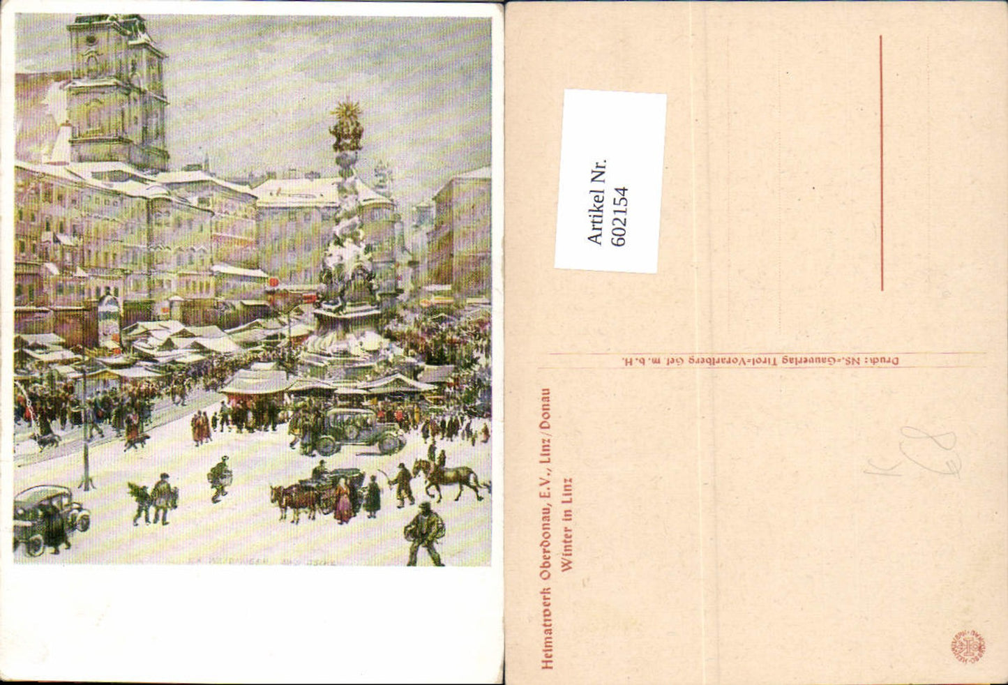 602154,tolle Künstler AK Franz Xaver Weidinger Linz an der Donau Winter pub Heimatwerk