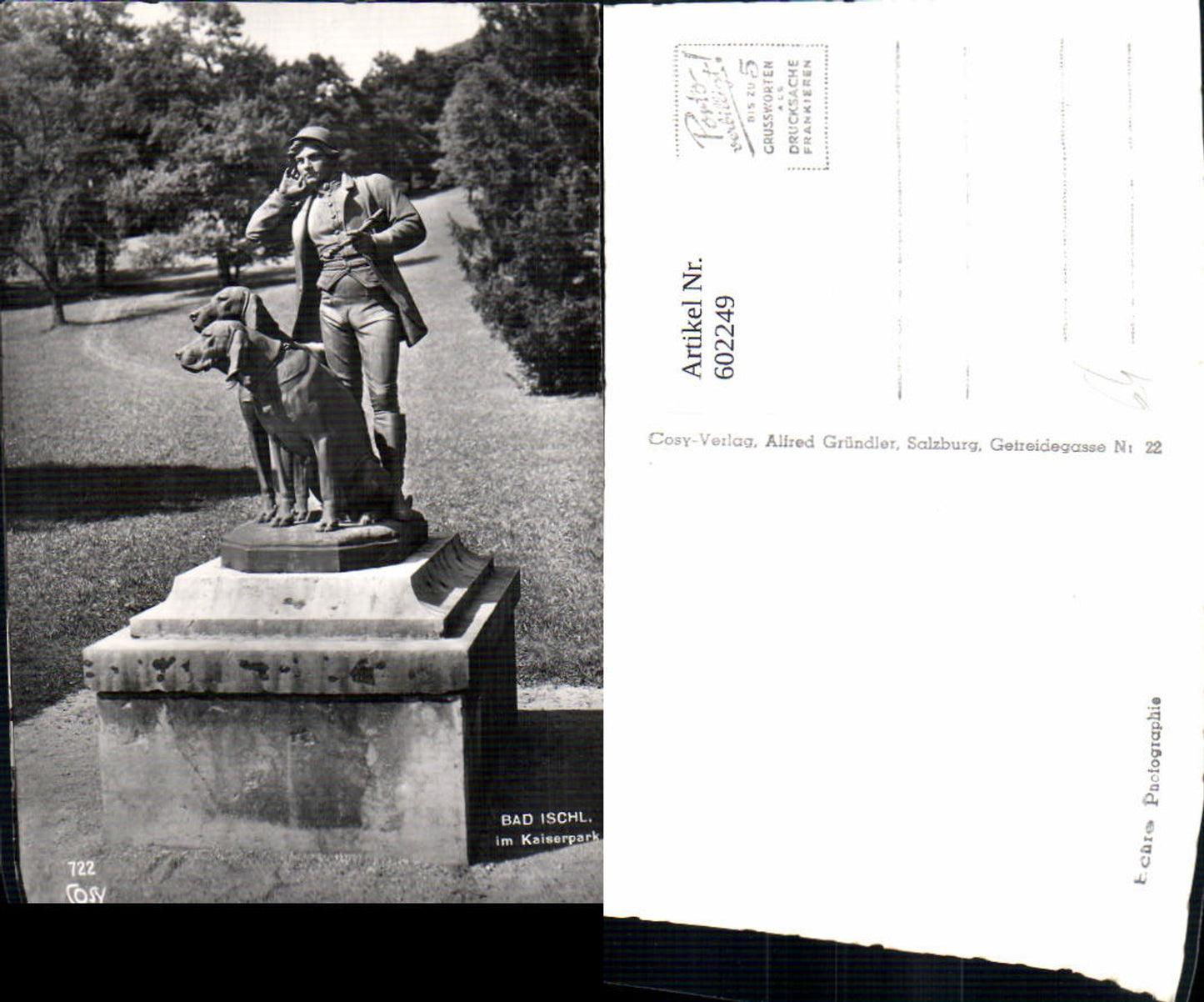 602249,Foto Ak Bad Ischl Kaiserpark Statue