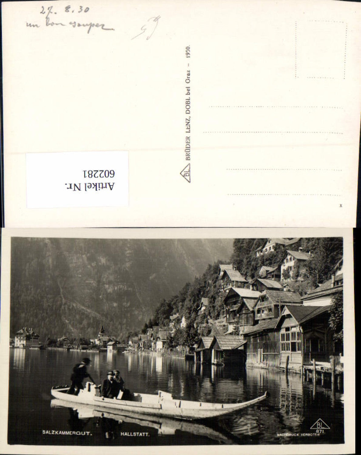 602281,Foto Ak Hallstatt Boot Tracht