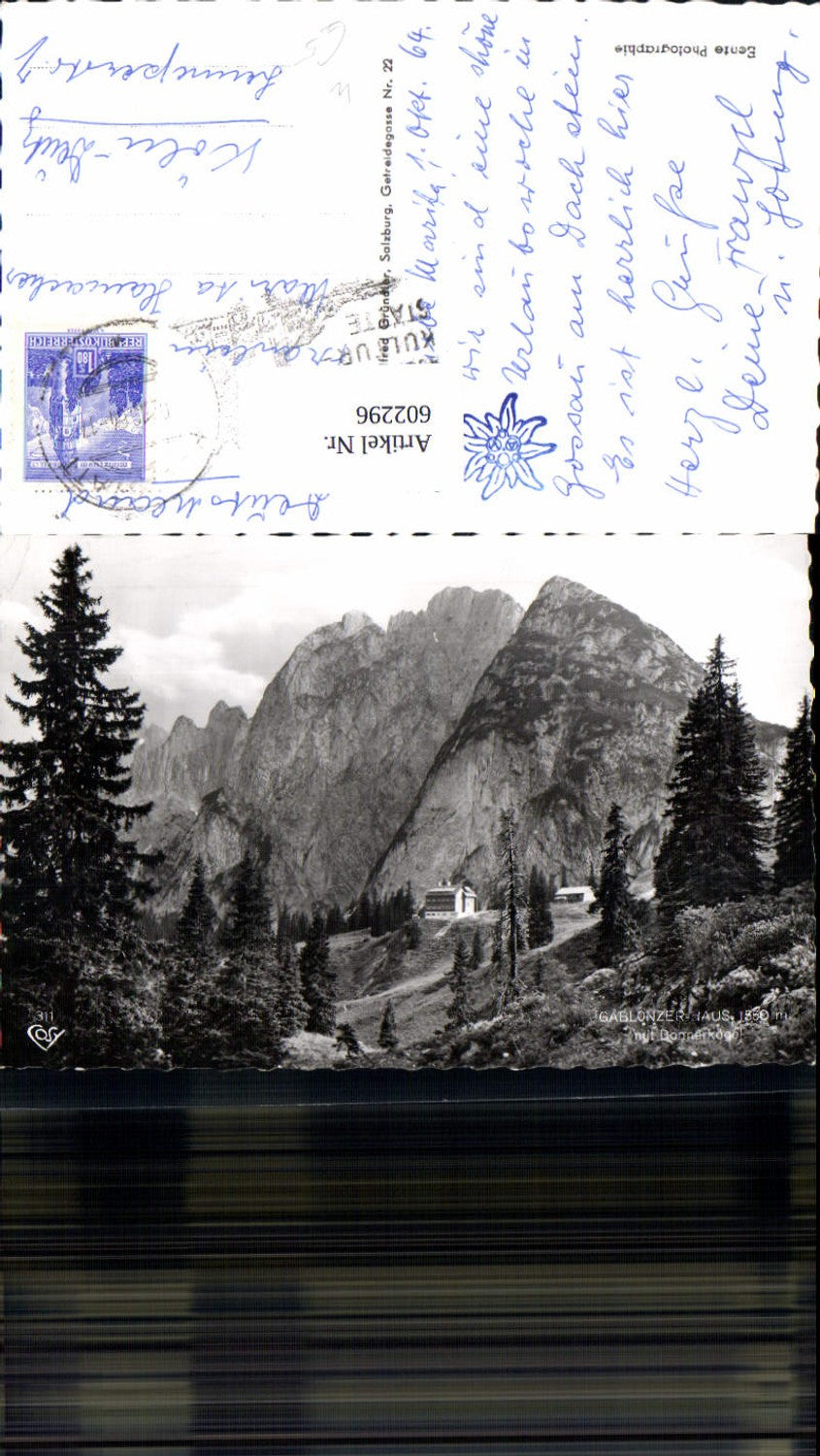 602296,Foto Ak Gablonzer-Haus m. Donnerkogel Gosau